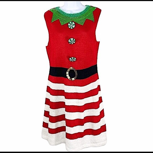 Christmas holiday embellished knit sweater dress - Picture 7 of 10